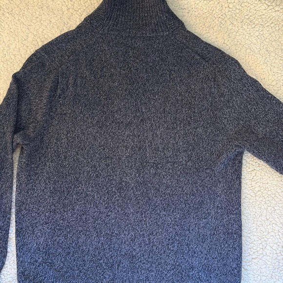 J Crew Mens L Cozy LambsWool Blend Cowel Neck Half Button Navy Blue Sweater - Picture 5 of 7